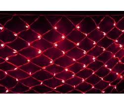 LED-SNL-80-240V-R Световая Гирлянда Сеть 2*1м, красные LED/насадка-Звезда/прозрачный провод Neo-Neon