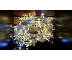 NEW LED-LP-15-100M-12V-WW-F(W) Гирлянда клип-лайт белые теплые LED/6-йFlash белый, насадка--колпачок