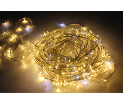 LED-LP-15-100M-12V-WW/CL-F(W) С КОЛПАЧКОМ, Гирлянда клип-лайт белые теплые LED/белый Flash. Neo-Neon