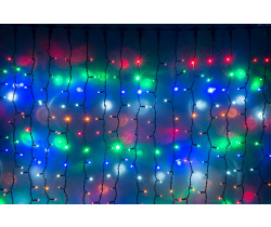 LED-PLRS-3725-240V М (R/G/Y/B) светодиоды/черный каучуковый провод. Световой занавес 2*3м. Neo-Neon