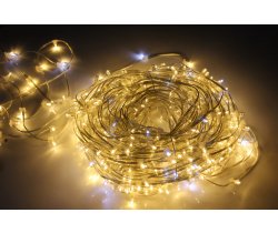 LED-LP-15-100M-12V-WW/CL-F(W) С КОЛПАЧКОМ, Гирлянда клип-лайт белые теплые LED/белый Flash. Neo-Neon
