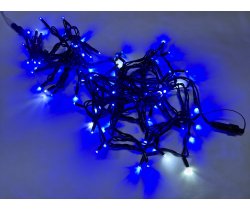 LED-PLR-100-10M-240V-B/BL-F(W)-W/O LED гирлянда 10м, IP65, 240V, синие LED/белый Flash/провод каучук