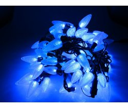 LED-PL-C9-8-G-220V-18-B Светодиодная гирлянда 20м 240V синие LED/насадка Шишки 5,6х2,6см. Neo-Neon