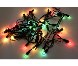 PLW-200-240V Гирлянда фиксинг 30м, IP65, 240V, 550Вт, Mульти лампы R/G/B/Y(200)/черный провод
