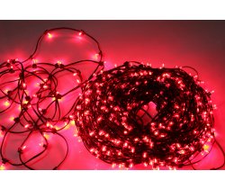 LED-LP-15CM-100M-12V-R/DG Гирлянда клип-лайт красный LED c КОЛПАЧКОМ, темно-зеленый провод. Neo-Neon
