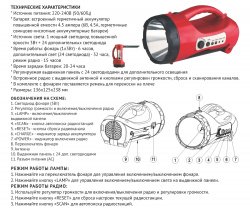 KN-9403RDL  LED фонарь радио, 1x3W+24led