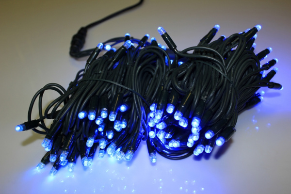 LED-PLR-160-16M-240V-B/BG Светодиодная гирлянда фиксинг 16м, IP65, 240V,, синие LED/провод каучук фото 2