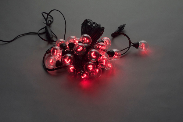 LED-2BLR-40CM-10M-240V-R Гирлянда Белт-лайт 10м, IP65, 25 красных ламп/черный провод. Neo-Neon фото 2