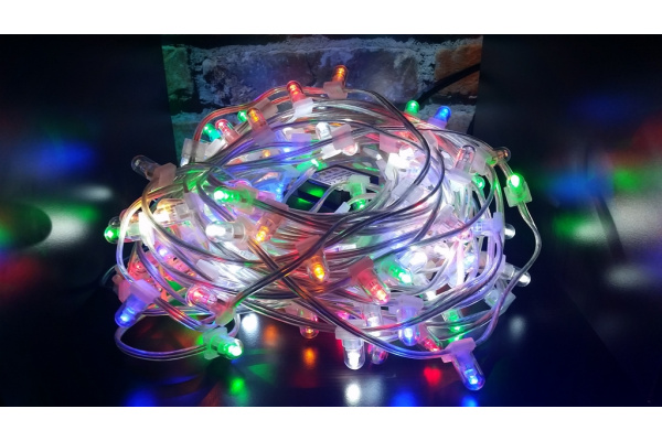 NEW!!! LED-LP-200-30M-12V-M-F(W)  Гирлянда клип-лайт мульти LED/белый Flash, 30м, колпачок, транс.  фото 1