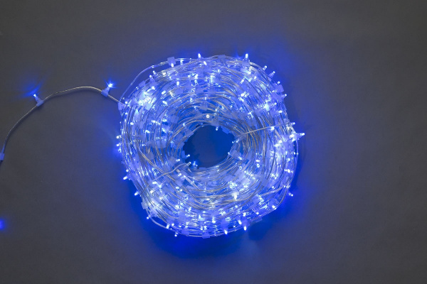 LED-LP-15-100M-12V-B-F(W) Гирлянда клип-лайт синие LED/белый Flash БЕЗ КОЛПАЧКА. Neo-Neon фото 1
