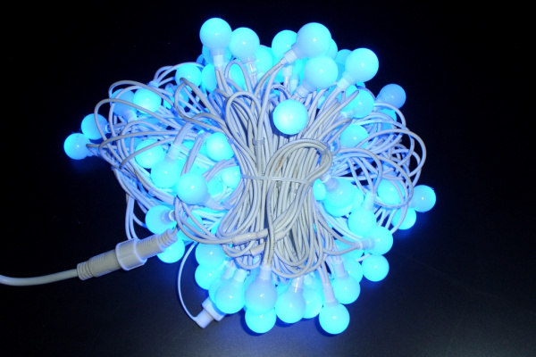 LED-PLR-100-15M-240V-B/WH  Светодиодная гирлянда 15м, 240V, IP65, синие LED/Матовый Шарик 2,5см фото 2