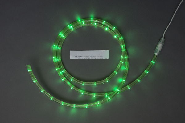 LED-СDL-2W-4CM-100M-11.5MM-220V-G Светодиодная гирлянда дюралайт, фиксинг, зеленые светодиоды, D11,5 фото 1