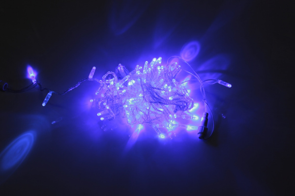 LED-PLS-100-10M-240V-B/C-F(B)-W/O,Синий/синий флэш на прозр. пр., соед.(без шнура) С КОЛПАЧКОМ фото 1