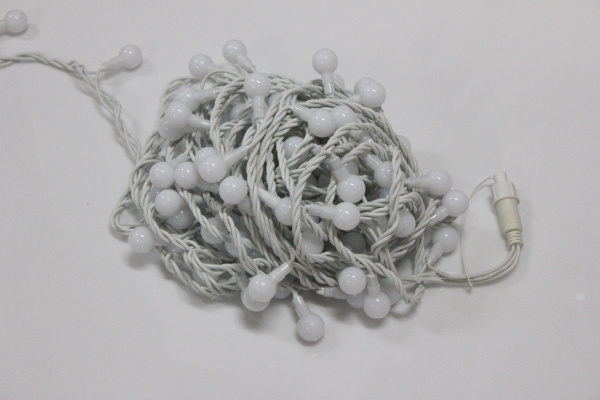 LED-PLR-100-15M-240V-R/WH  LED гирлянда 15м 240V IP65, красные LED/Матовый Шарик 2,5см/провод каучук фото 3