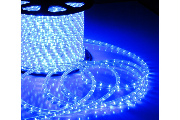LED-DL-2W-100M-1M-240V-B Светодиодная гирлянда дюралайт, фиксинг, синий, D13мм, 36LED/метр, IP65, кр фото 1