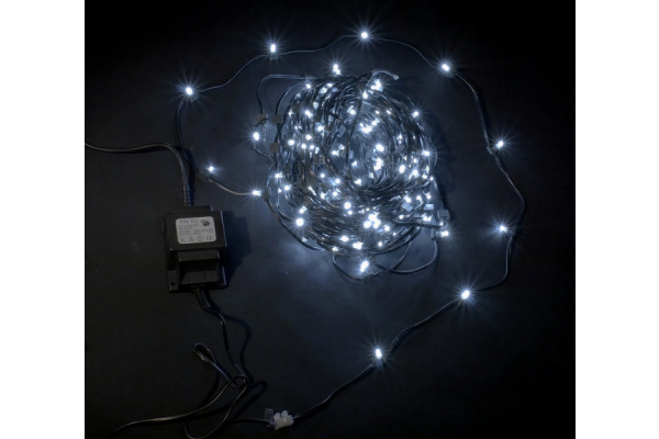 LED-LP-200-30M-12V-W Светодиодная гирлянда клип-лайт белые LED, 30м, трансформатор. фото 1