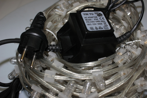 NEW!!! LED-LP-200-30M-12V-B-F(W) Гирлянда клип-лайт синие LED/белый Flash, 30м, колпачок, транс.  фото 3