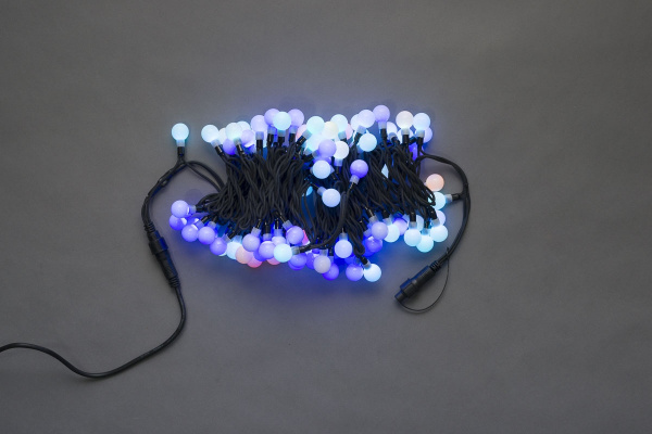 LED-PLR-100L-10M-25MM-240V-RGB/BL (SLOW) -W/O LED гирлянда 10м, 240V, IP65, RGB LED/Шарик 2,5см фото 3