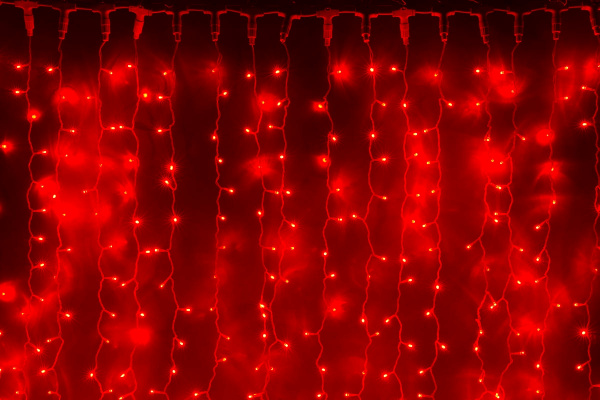 LED-XP-3725-3M-230V (красные светодиоды/прозрачный провод). Светодиодный занавес 2*3м. Flesi фото 1