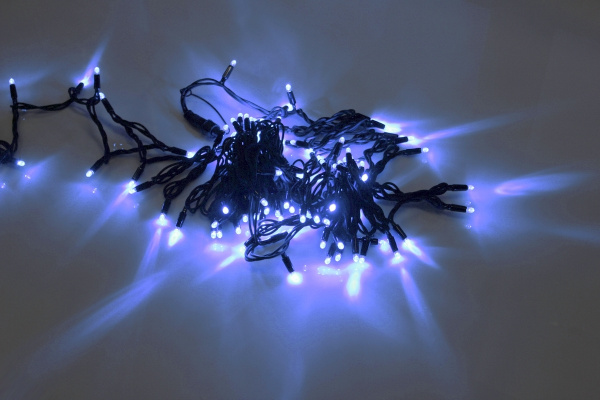 LED-PLR-100-10M-24V-B/BL-W/O, синяя/черный провод, соединяемая (без силового шнура) 24Вольта фото 1