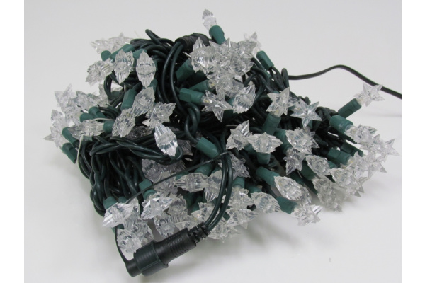 LED-STAR-4-220V-18-WW/DG  Светодиодная гирлянда 10м, IP65 220V Белые теплые LED/насадка Звезды 2,5см фото 3