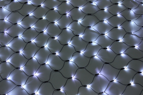 LED-SNL-288-2*1,5M-240V-W/BL-F(CW) Гирлянда Сеть 2*1.5м белые LED/Flash CW/черный провод соединяемая фото 1