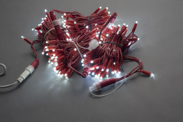 LED-PLR-200-20M-240V-W/RED Wire-S LED гирлянда фиксинг 20м IP65 240V белые LED/провод каучук красный фото 2