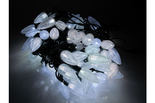 LED-PL-C9-8-G-220V-18-PW  Светодиодная гирлянда 20м 240V белые LED/насадка Шишки 5,6х2,6см. Neo-Neon фото 1