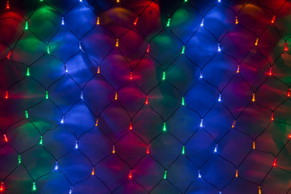 LED-SNL-C-100L-1*1.5M-240V-M/BL Гирлянда Сеть 1*1.5м мульти LED/черный провод/контроллер соединяемая фото 1