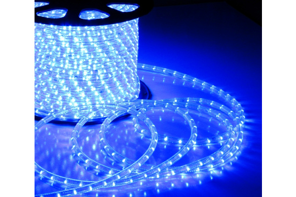 LED-DL-2W-240V-100M-2M-B Светодиодная гирлянда дюралайт, фиксинг, синий, D13мм, 36LED/метр, IP54, кр фото 1