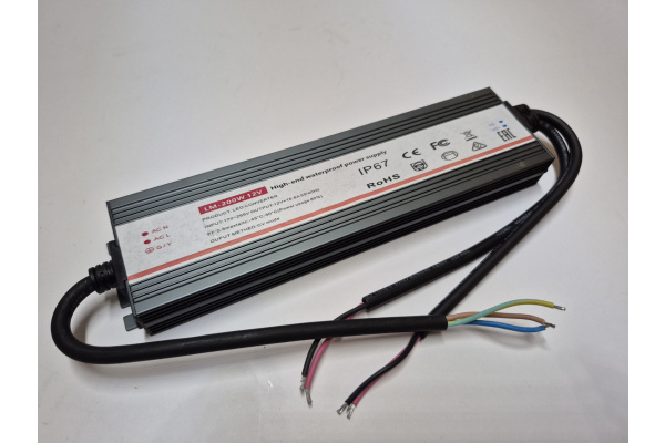 LM-200W 12V, 200-260V/12V, 16,7А, IP67. Импульсный источник питания в алюминиевом корпусе, 236х60х24 фото 1
