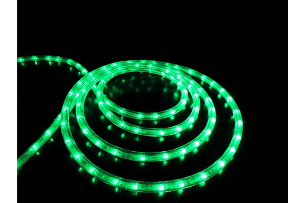 LED-DL-2W-240V-90M-G  Светодиодная гирлянда дюралайт, фиксинг, зеленый, D13мм, 36LED/метр, IP54, кра фото 2