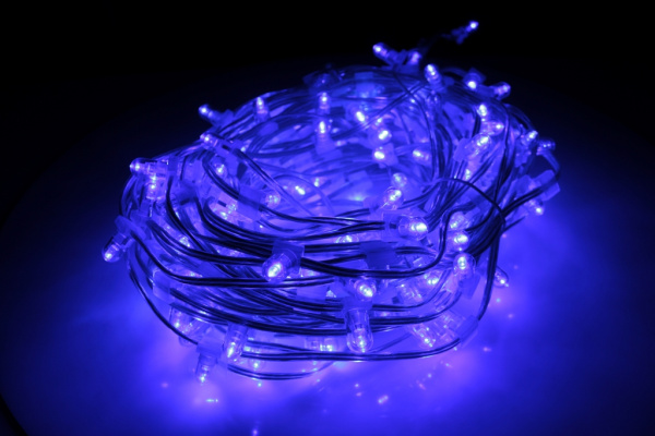 NEW!!! LED-LP-200-30M-12V-B-F(B)  Гирлянда клип-лайт синие LED/Flash, 30м, колпачок, транс. Neo-Neon фото 1