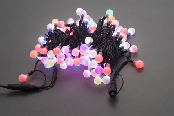 LED-PLR-100L-10M-25MM-240V-RGB/BL (SLOW) -W/O LED гирлянда 10м, 240V, IP65, RGB LED/Шарик 2,5см фото 5