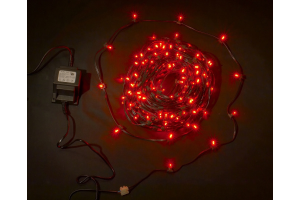 LED-LP-200-30M-12V-R Светодиодная гирлянда клип-лайт красные LED, 30м, трансформатор. фото 1