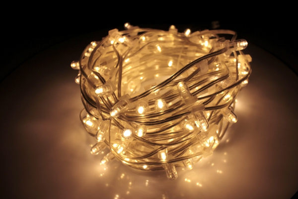 NEW!!! LED-LP-200-30M-12V-WW-F(WW) Гирлянда клип-лайт белые теплые LED/Flash, 30м, колпачок, транс.  фото 1