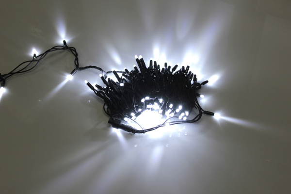 LED-PLR-200-20M-240V-W/BL Светодиодная гирлянда фиксинг 20м IP65 240V, белые LED/провод каучук фото 1