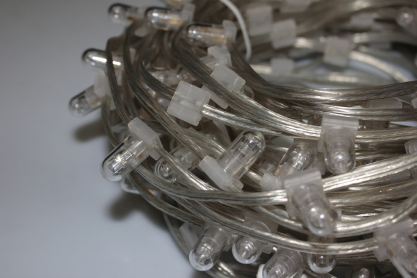 NEW LED-LP-15-100M-12V-M-F(W) Гирлянда клип-лайт мульти LED/6-й Flash белый, насадка--колпачок фото 3