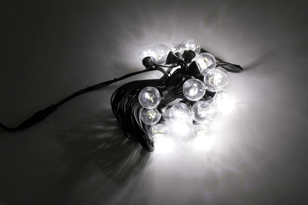LED-2BLR-2835-50CM-10M-240V-W/BL Гирлянда Белт-лайт 10м, IP65, 20 белых ламп/черный провод. Neo-Neon фото 1