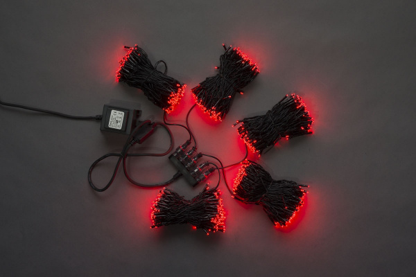 LED-BS-200*5-20M*5-24V-R  Светодиодная гирлянда Спайдер 5*20м, 24V, красные LED/черный провод. Flesi фото 1