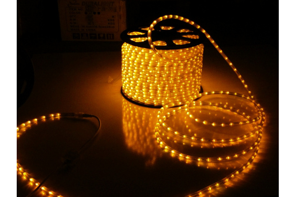 LED-DL-2W-100M-1M-24V-Y Светодиодная гирлянда дюралайт фиксинг, желтый, 24V, D13мм, 36LED/метр, IP54 фото 2