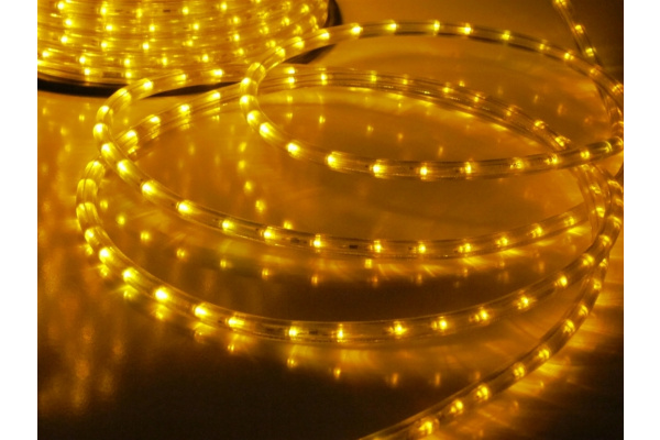 LED-DL-3W-100M-2,77CM-220V-Y Светодиодная гирлянда дюралайт чейзинг, желтый, D13мм, 36LED/метр,  IP5 фото 2