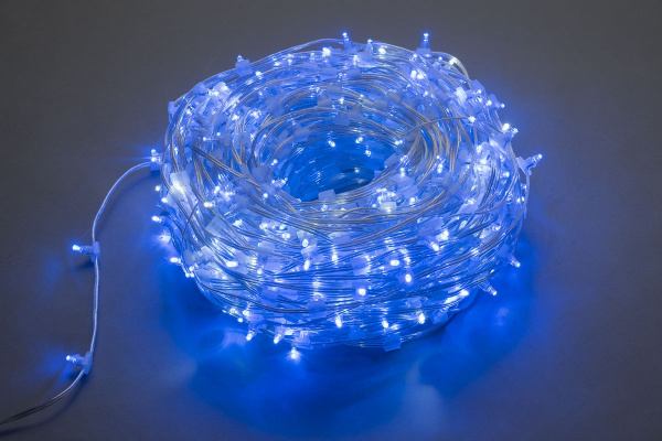 LED-LP-15-100M-12V-B-F(W) Гирлянда клип-лайт синие LED/белый Flash БЕЗ КОЛПАЧКА. Neo-Neon фото 2